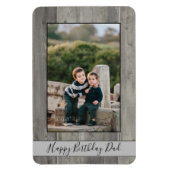 Happy Birthday Vater Foto Rustic Wood Magnet (Vertikal)