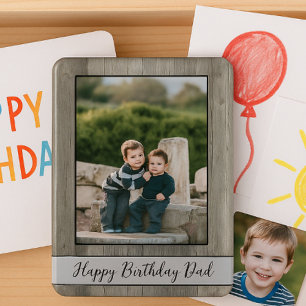 Happy Birthday Vater Foto Rustic Wood Magnet