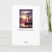 Happy Birthday Vater | Leuchtturm, Segelboot, Sonn Karte (Rückseite)