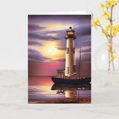 Happy Birthday Vater | Leuchtturm, Segelboot, Sonn Karte (Gelbe Blume)