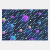 Happy Birthday Vater oder Personalize Name Blue St Geschenkpapier Set (Vorderseite)
