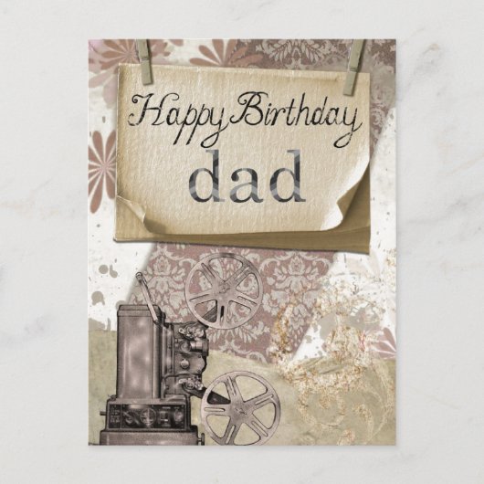 Happy Birthday Vater Postcard Postkarte (Vorderseite)