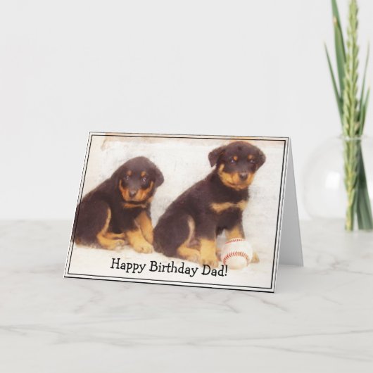 Happy Birthday Vater Rottweiler Grußkarte Karte (Vorderseite)