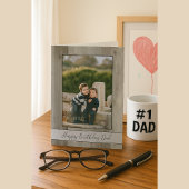 Happy Birthday Vater Rustic Gray Wood Foto Karte