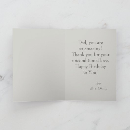 Happy Birthday Vater Rustic Gray Wood Foto Karte (Innenseite)