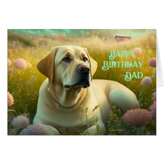 Happy Birthday Vater Tier Hund Niedlicher Labrador (Vorderseite (Horizontal))