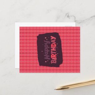 Happy Birthday Vertical Stringed Ornaments Pink Postkarte