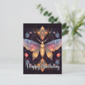 Happy Birthday Vibrant Butterfly Design Feiertagspostkarte (Stehend Vorderseite)