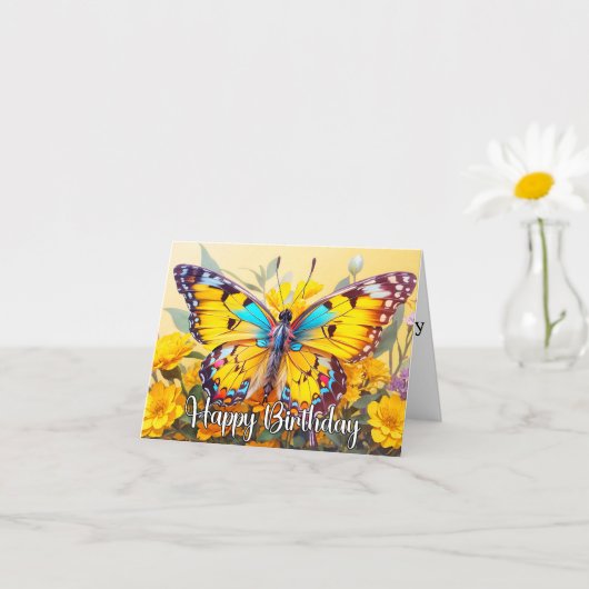 Happy Birthday Vibrant Butterfly Design Karte (Kleines Gewächs)