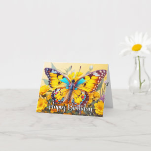 Happy Birthday Vibrant Butterfly Design Karte