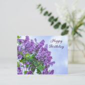 Happy Birthday Vibrant Lila Lilac Blume Postkarte (Stehend Vorderseite)