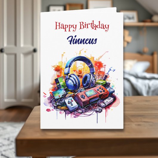 Happy Birthday Video Game Themed Personalisiert Karte