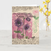 Happy Birthday Viktorianische Blume Collage Art Ca Karte (Gelbe Blume)