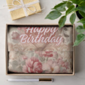 Happy Birthday Viktorianische Rose Illustration Seidenpapier (Geschenk)