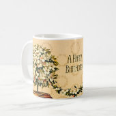 Happy Birthday Vintag Blühende Töpfe Tasse (Vorderseite Links)