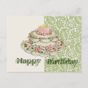 Happy Birthday Vintag Cake Postcard Postkarte