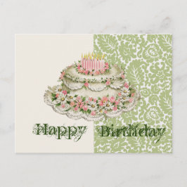 Happy Birthday Vintag Cake Postcard Postkarte