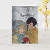 Happy Birthday Vintag Children Karte (Gelbe Blume)