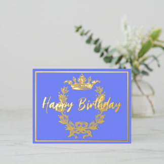 Happy Birthday Vintag Crown Folie Einladungspostkarte
