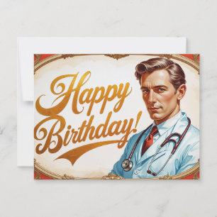Happy Birthday Vintag Doctor Postkarte
