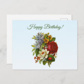Happy Birthday Vintag Floral Arrangement Postkarte (Vorne/Hinten)