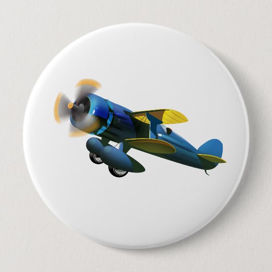 Happy Birthday Vintag Flugzeug Button (Vorderseite)