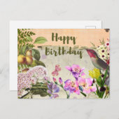 Happy Birthday Vintag Naturekomposition Postkarte (Vorne/Hinten)