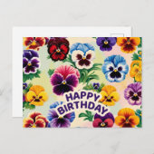 Happy Birthday Vintag Pansy Blume Postkarte (Vorne/Hinten)