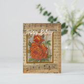 Happy Birthday Vintag Rose Collage Postkarte (Stehend Vorderseite)