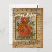Happy Birthday Vintag Rose Collage Postkarte (Vorne/Hinten)