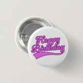 Happy Birthday Vintag Schriftart Button (Vorne & Hinten)