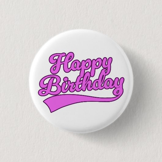Happy Birthday Vintag Schriftart Button (Vorderseite)