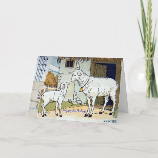 Happy Birthday Vintag Sheep Collage Karte (Vorderseite)
