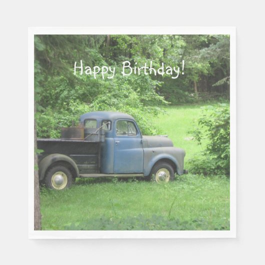 Happy Birthday Vintag Truck Serviette (Vorderseite)
