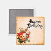Happy Birthday Vintage anpassbare Magnet (Vorderseite/Rückseite)