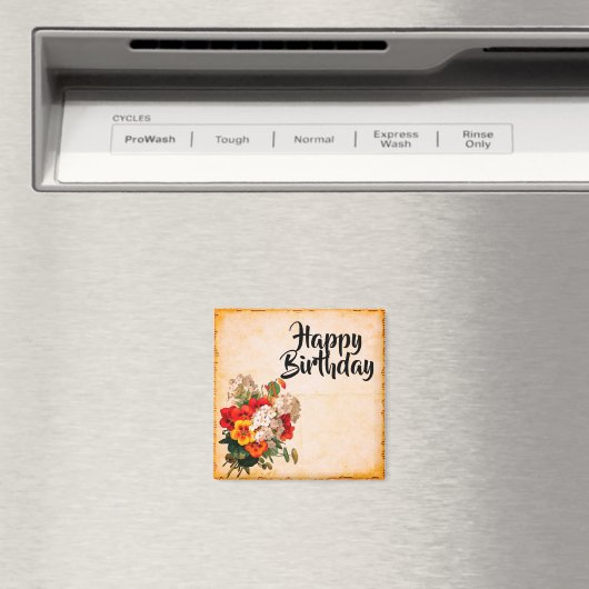 Happy Birthday Vintage anpassbare Magnet (In Situ (Geschirrspüler))