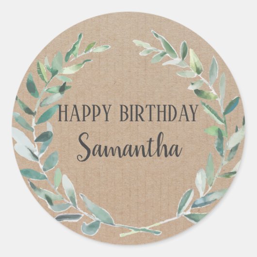 Happy Birthday Vintage Blumenstrauß Rosa Runder Aufkleber (Vorderseite)