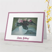 Happy Birthday Vintage hübsche rosa Veilchen schön Karte (Gelbe Blume)