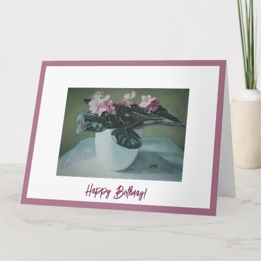 Happy Birthday Vintage hübsche rosa Veilchen schön Karte (Vorderseite)