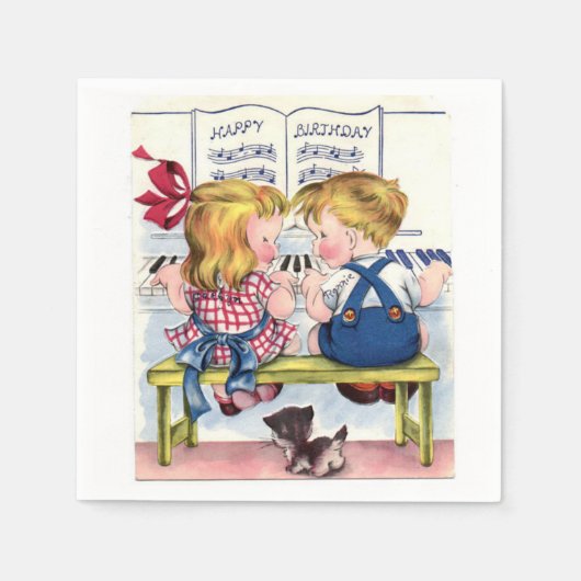 Happy Birthday Vintagen Kids Papier Servietten (Vorderseite)