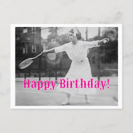 Happy Birthday Vintagen Woman Tennis Player Postkarte