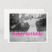 Happy Birthday Vintagen Woman Tennis Player Postkarte (Vorne/Hinten)