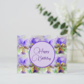 Happy Birthday Viola floral Ladys Postcard Postkarte (Stehend Vorderseite)