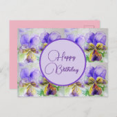 Happy Birthday Viola floral Ladys Postcard Postkarte (Vorne/Hinten)