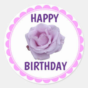 Happy Birthday Violett lila Runder Aufkleber