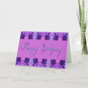Happy Birthday violette Blumen Karte