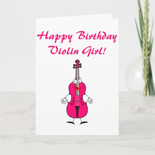 Happy Birthday Violin Girl Karte (Vorderseite)