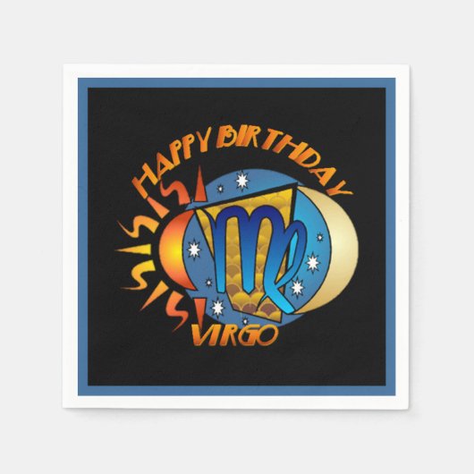 Happy Birthday Virgo Zodiac Birth Sign Napkins Serviette (Vorderseite)