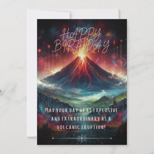 Happy Birthday Volcano Flat Card Karte (Vorderseite)