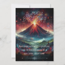 Happy Birthday Volcano Flat Card